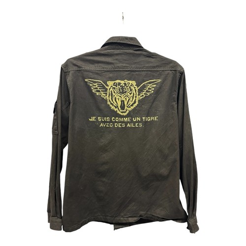 Vintage French Army Military Jacket w/ Tiger Wing Graphic at Back. SEE! sz: M - Picture 2 of 9