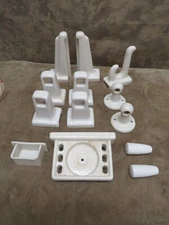 Vtg Deco Bath Fixture Mix Lot Cup Toothbrush Towel Handle Hook Shelf Bracket TP