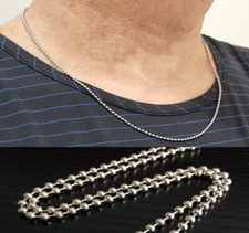 Collana catena a palline in acciaio catenina a sfere militare argento uomo donna