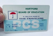 Vintage Credit Card 1980 The Travelers insurance Hartford CT Board of Education