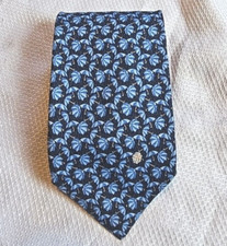 Burberry London Silk Necktie Umbrella Print Blue Made in ITALY 3.5x58.5
