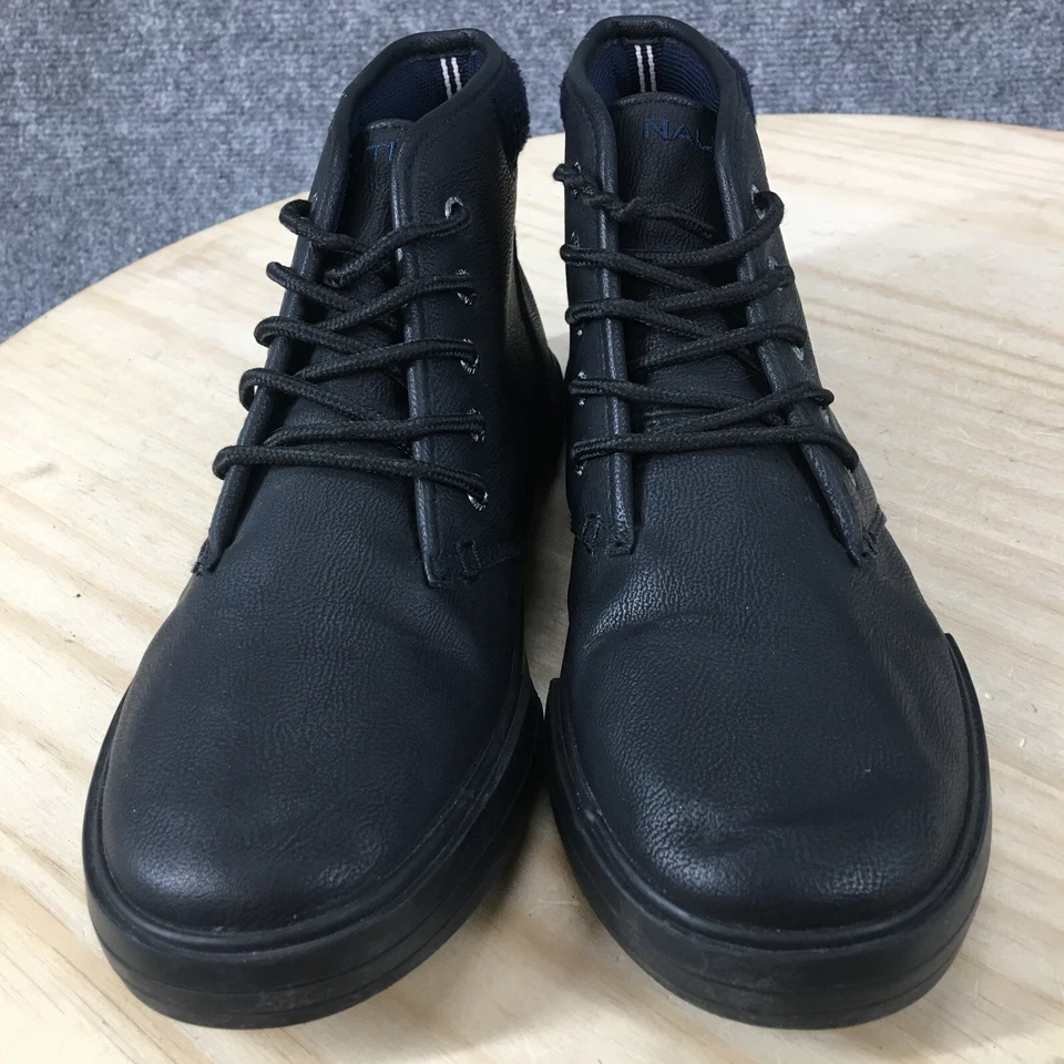Nautica Boots Youth 6 Womens 7.5 Breakwater High Top Sneakers Black Faux Leather - Image 4 of 4