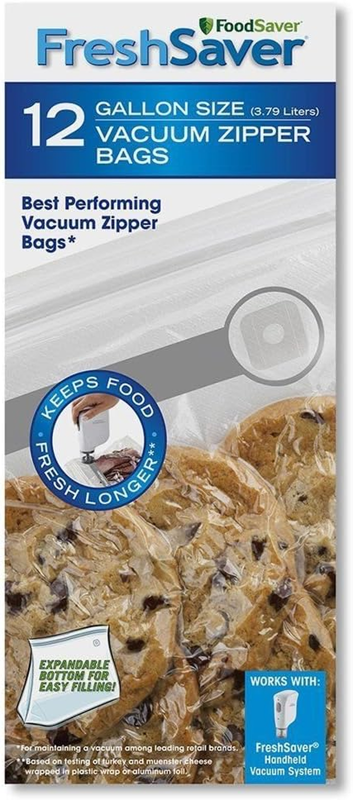1-Gallon Vacuum Zipper Bags 12 Count Multi Reusable and Resealable for Frequent