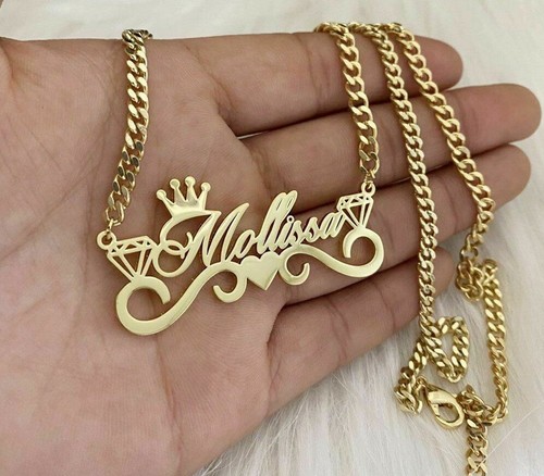 Custom Name Necklace Crown Diamond 