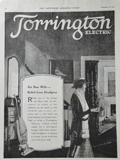 1920 Torrington carpet sweeper vacuum cleaner Relief Drudgery Vintage  ad