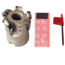 2" ROUND 4Flute FACE MILL CUTTER 10PC RCGT1003 MO CARBIDE INSERTS FOR ALUMINUM