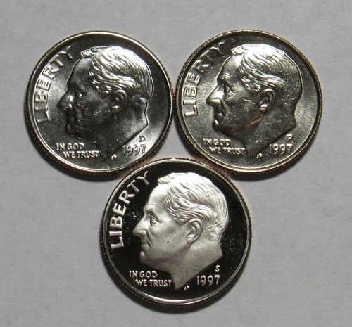 1997 P,D&S Roosevelt Dimes in BU and Proof condition