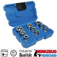 9-Tlg Profi Torx Stecknuss SteckschlüSsel Set E-Profil E10 - E24 FüR 1/2 Ratsche