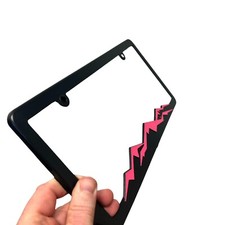 Pink Mountains Raised License Plate Frame-camping