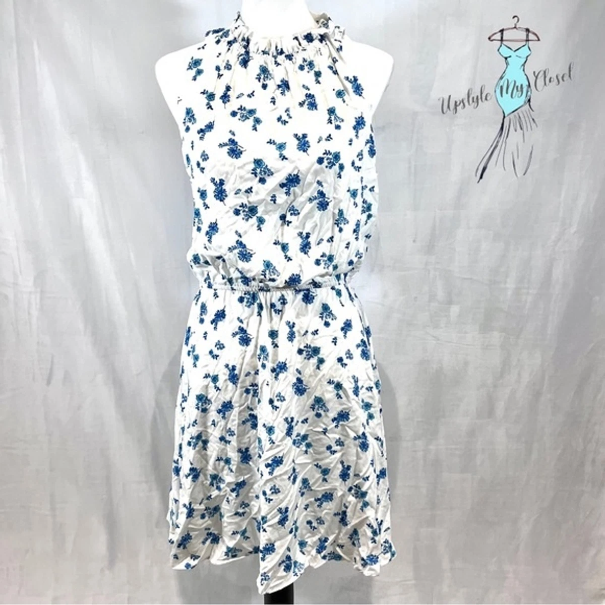 Saks Fifth Avenue Love Ady white and blue floral dress size large NWT