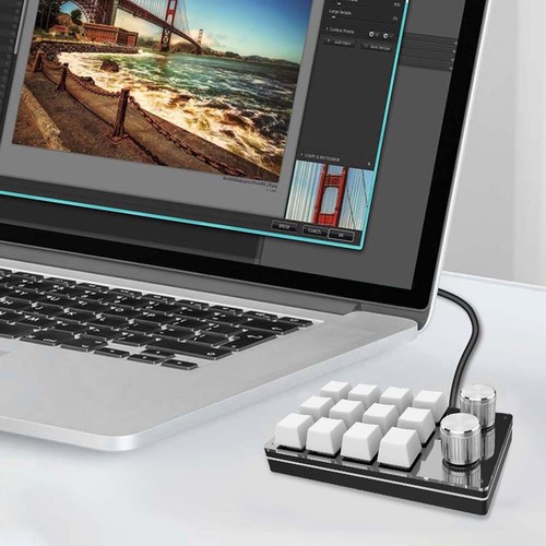 12 Key 2 Knob Programming Macro Knob Keyboard for Office(White wireless) - Afbeelding 9 van 12