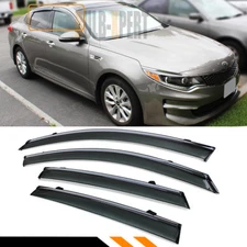 FOR 2016-2020 KIA OPTIMA CHROME TRIM CLIP ON WINDOW VISOR RAIN GUARD DEFLECTOR