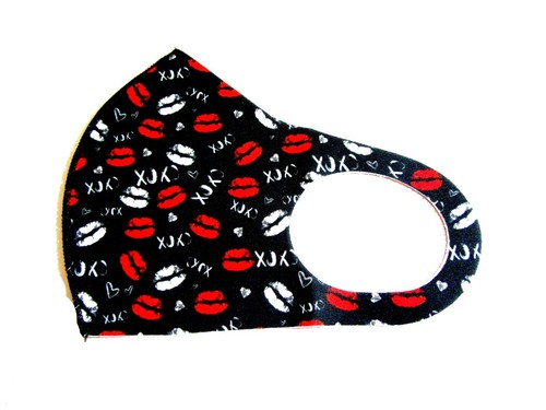 Womens Reusable Face Mask - Lip Print Cute Washable Fabric Face Cover - Picture 13 of 14