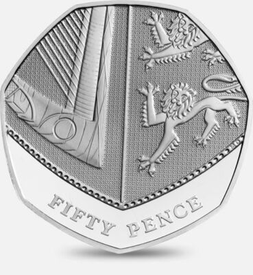 Seltene 50p Fifty Pence Münze Shield of Royal Arms 2008 - 2020 im Umlauf