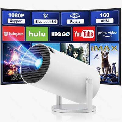 Full HD 1080P Mini Projector Beamer 2.4/5G Dual WiFi6 Bluetooth 5.0 NEU