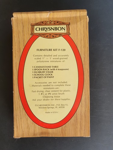 CHRYSNBON DOLLS HOUSE DUXBURY TABLE & CHAIR FURNITURE KIT F-120 1/12 - Picture 2 of 4