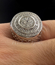 NEW  149 Mens 14k White Gold gp Simulate Diamond Round Hip-Hop Pave Pinky Ring
