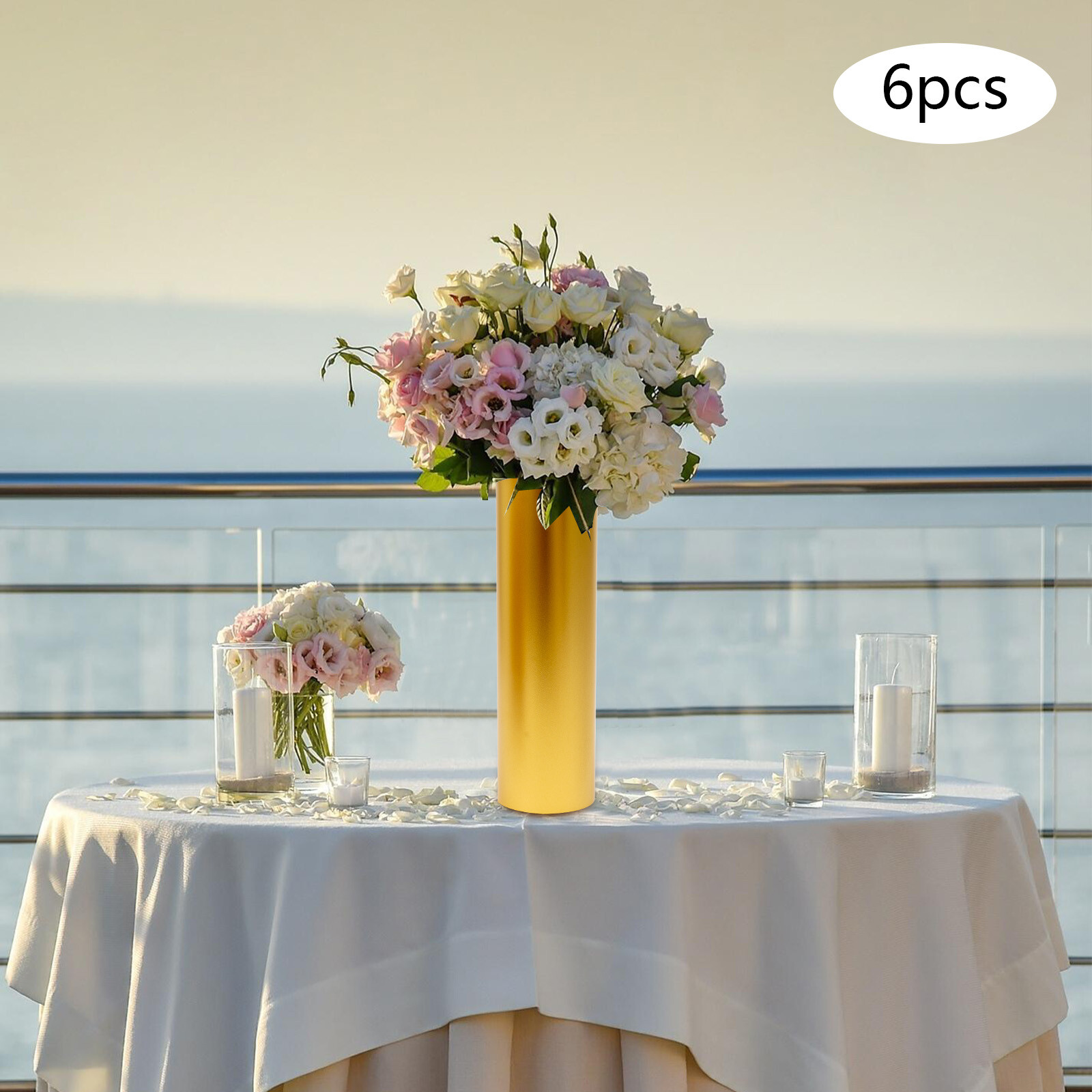 Gold Vases for Centerpieces Wedding, Metal Flowers Stand, Vintage Trumpet Vase