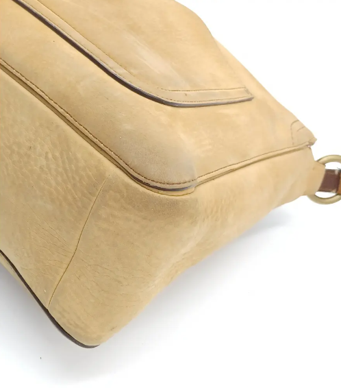 Coach Vintage Turn Lock Beige Suede Shoulder Bag w/Leather