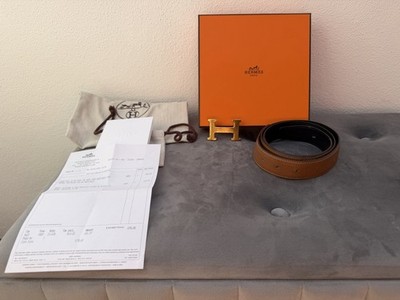 Hermes Gürtel 90cm mit Originalverpackung Cognac Schwarz