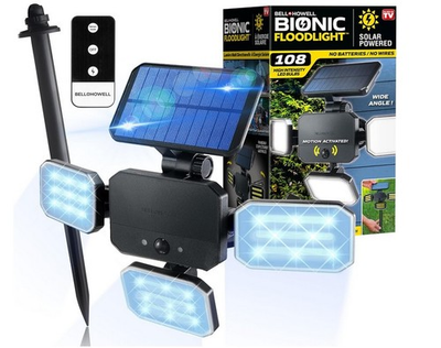 #ad Bell Howell 180 Degrees Swiveling Light Black Solar Powered Motion Activated $29.97