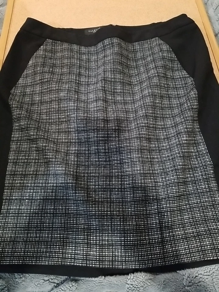 Talbots Wool Skirt Womens 14W White Black Plaid Classic Preppy Office - Image 4 of 4