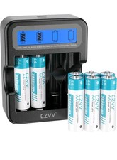 CZVV AA Rechargeable Battery  LCD Charger Set 3500mWh 1.5V   8 Pack