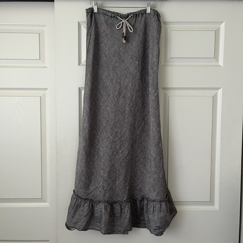 Eddie Bauer 100% Linen Maxi Skirt Sz S Coastal Boho Prairie Modest