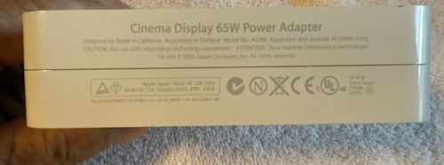 APPLE HD Cinema Display 65W Power Adapter Power Supply A1096 With Cord - Tested - 第 3/5 張圖片