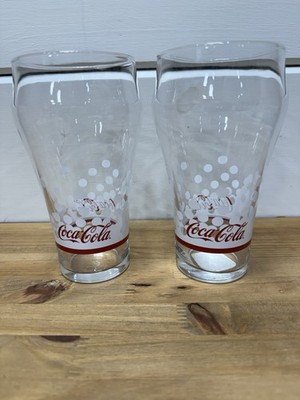 Vintage Set of 2 Coca Cola Glasses Bell Shaped White Dot Libbey Coke Cups