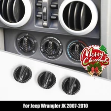 Carbon Fiber AC Air Condition Switch Knob Cover Trim For Jeep Wrangler JK 07-10
