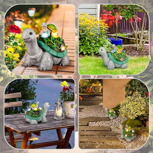 Garden Statues, Turtle Solar Statue Garden Decor Clearance, Cute Turtle - Picture 7 of 7
