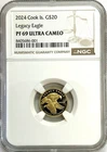 2024 GOLD COOK ISLANDS $20 DOLLAR LEGACY EAGLE .9999 FINE COIN NGC PROOF 70 UC