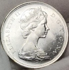 1966 Canadian Voyageur Silver Dollar $1 Large Beads .80 Fine Silver Coin IC65Ai