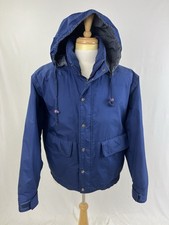 Vtg Eddie Bauer Goose Down Insulated Blue Hooded Bomber Jacket Mens Sz Large USA