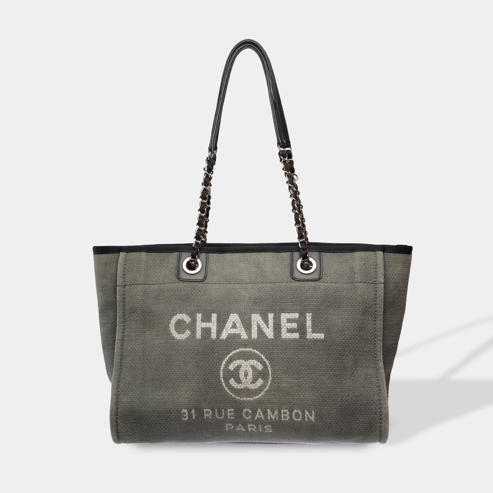 Chanel Deauville Tote Bag Women Grey One Size