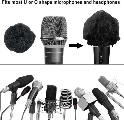 Waziaqoc 100 Pcs Disposable Microphone Hygiene Covers, Non-woven Black - Picture 4 of 5