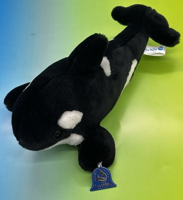 Sea World Shamu Orca Black & White Killer Whale 14  Plush Stuffed Animal ToyTags