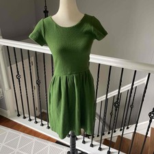 Ganni Green Short Sleeve Textured Mini Dress Size XS