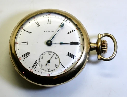 ANTIQUE 10kRGP 1893 ELGIN POCKET WATCH 16s 7 JEWEL DNR