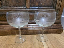Two Sailboat Etched Baloon Glasses
