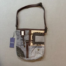 NWT Myra Bag Crossbody Tote Purse Rustic Patchwork Canvas Leather Boho Chic Bag