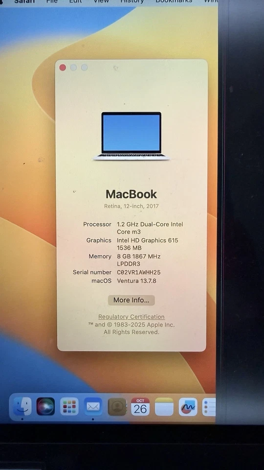 Apple MacBook Air 12-inch 256GB 8GB RAM Rose Gold 2017 - Broken Screen - Image 4 of 4