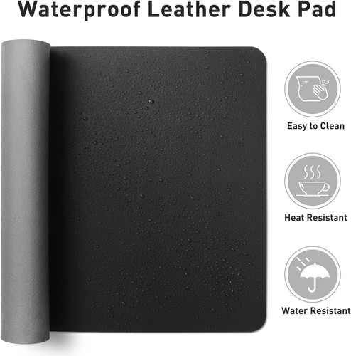 Aothia Protecteur de Tapis de Bureau en Cuir, Tapis de Souris, Bureau 23,6" x 13,7", Noir - Photo 6/8