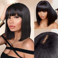 Bob Wig Human Hair With Bang 2x1 Lace Glueless Wig Straight Short Human HairWig