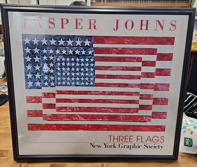 Vintage Jasper Johns Three Flags New York Graphic Society Print