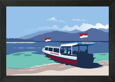 Catching the boat to Bali Framed Wall Art Poster Canvas Print Picture