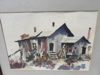 Double-sided watercolor painting attributed to California artist Jake Lee 