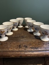 Série de 8 Coquetier Porcelaine Peinte Service Table & Oeuf