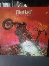 MEATLOAF SIGNED BAT OUT OF HELL VYNAL RECORD COVER  JSA AUTHENTICATED